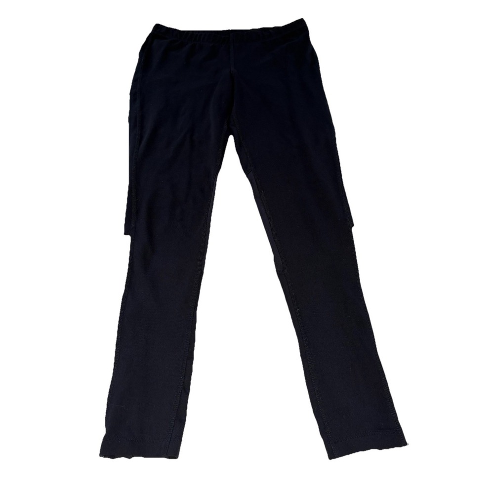 Old Navy leggings in black, women, small, with white stripe and ankle zippers.